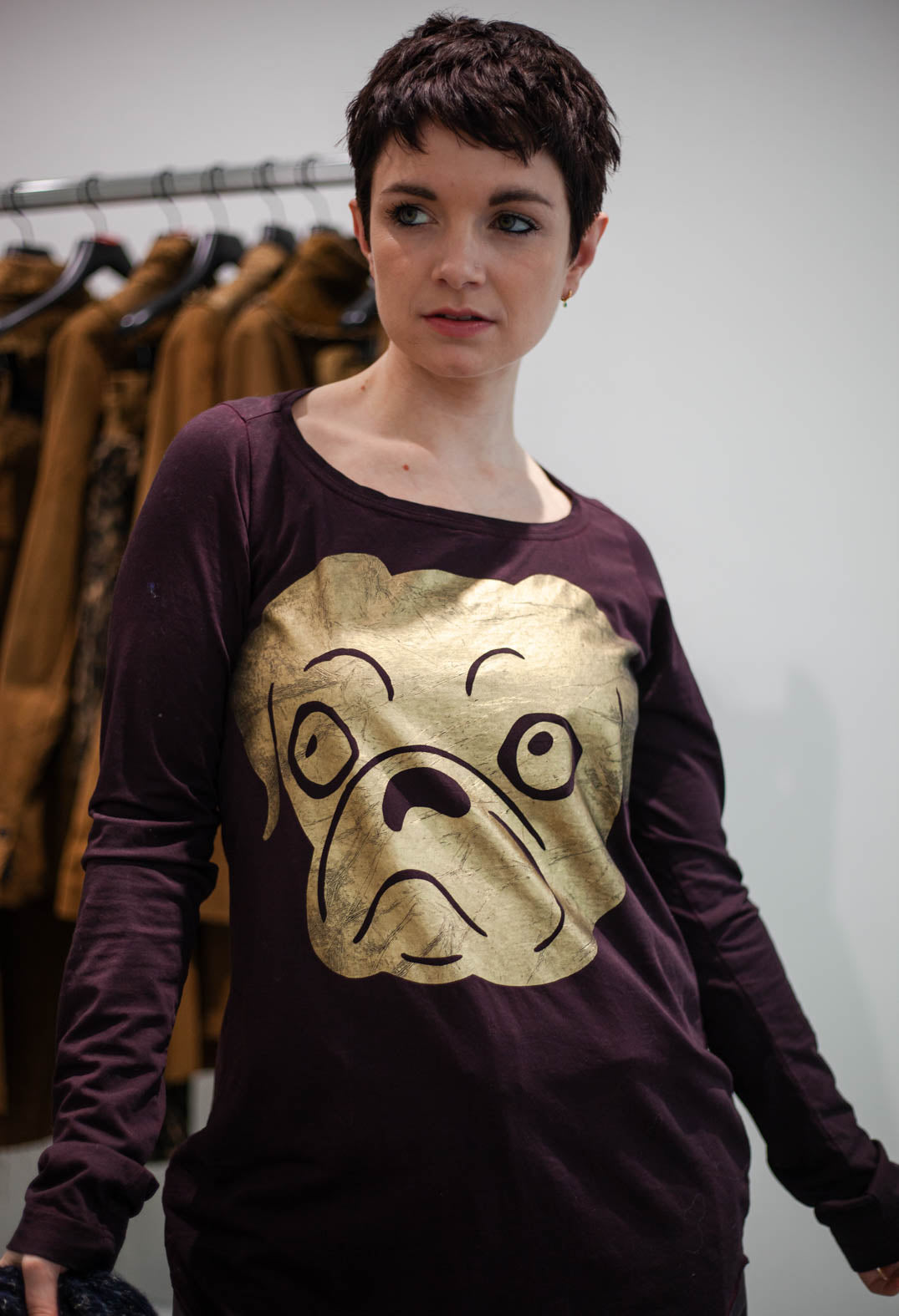 PRE-ORDER - Long Sleeve Top with Motif in Petrol Print (Pictured in Purple Print) - 1300501