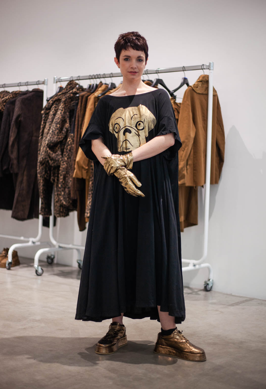PRE-ORDER - Oversized Jersey Dress with Motif in Purple Print (Pictured in Black Print) - 1300909