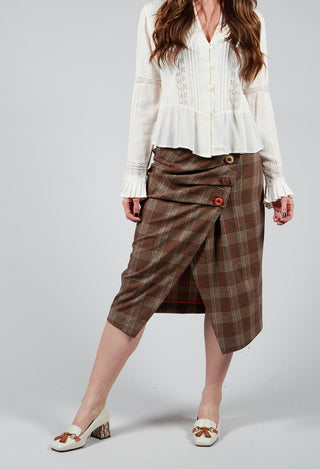 Checked Midi Skirt in Galles Marrone