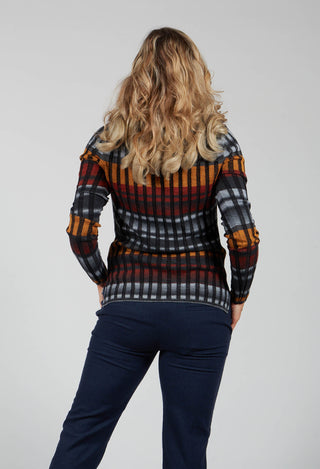 Ribbed Cardigan in Nero / Fuchsia