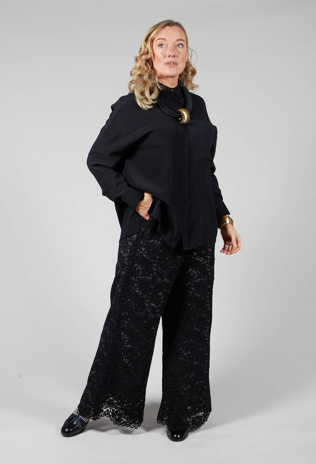 Flared Trousers in Black