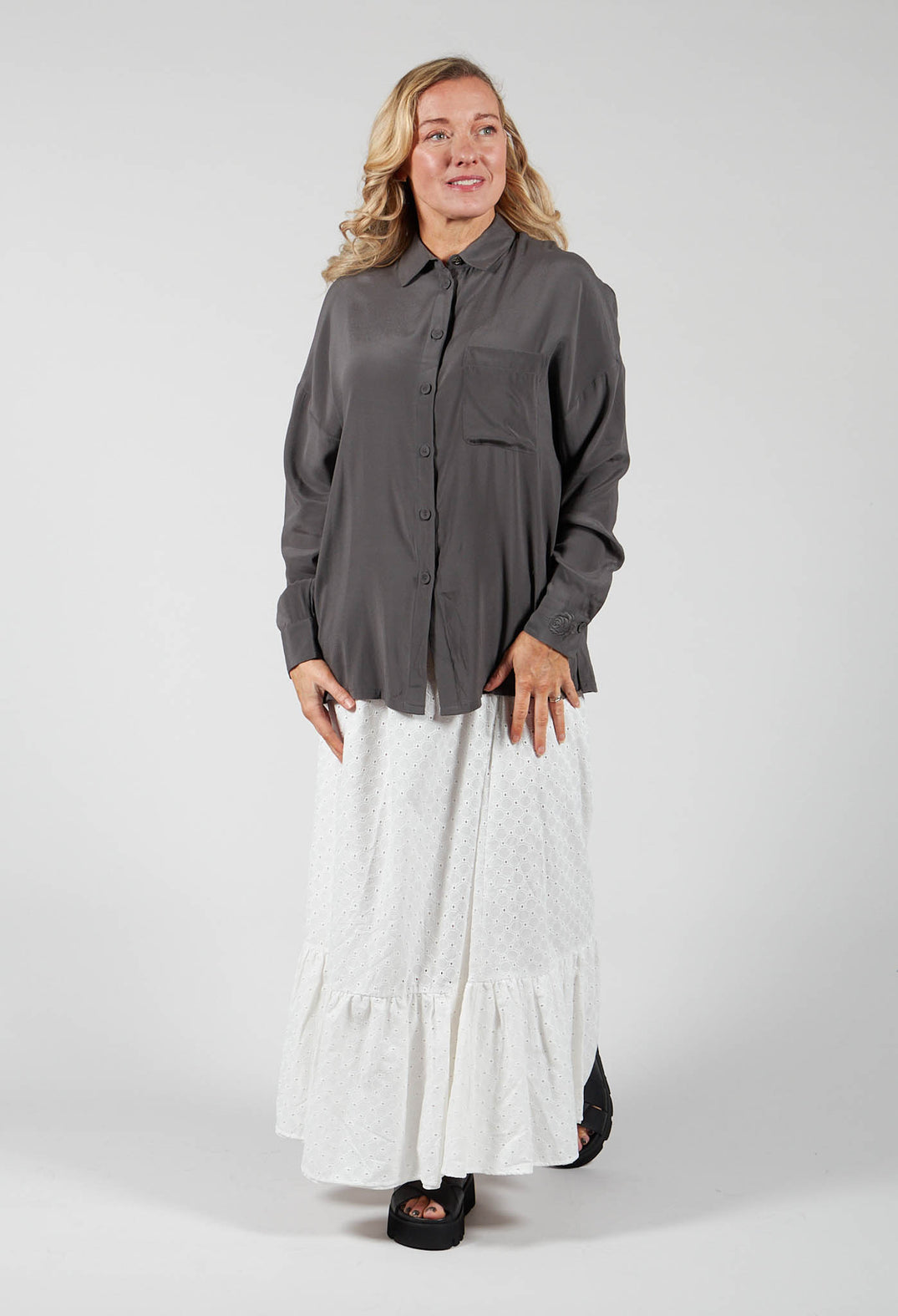 Silk Blouse in Antracite