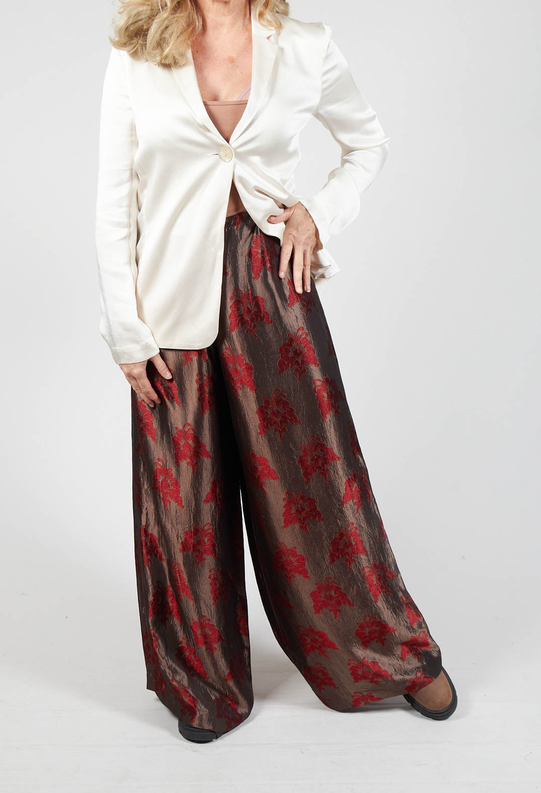 Printed Wide Leg Trousers