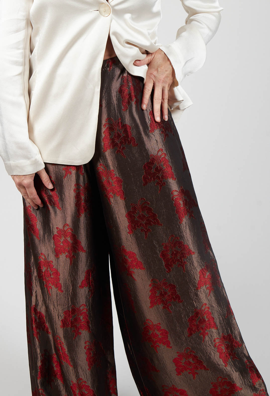 Printed Wide Leg Trousers in Moro