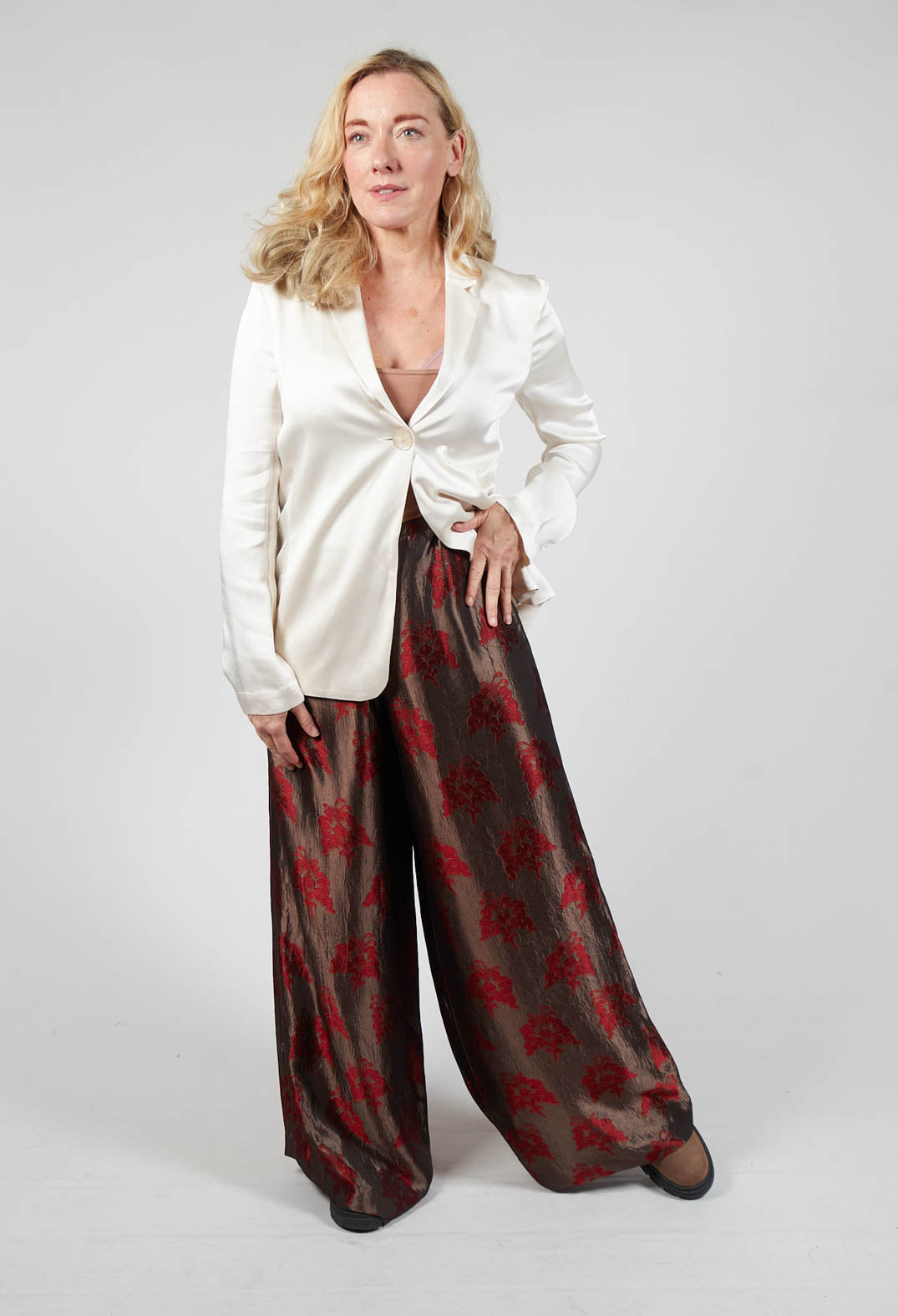 Printed Wide Leg Trousers in Moro