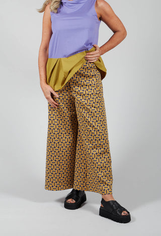 Printed Culottes in Senape / Nero / Brick