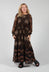 Printed Sheer Maxi Dress in Moro / Fango / Beige