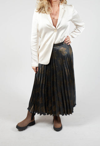 Pleated Midi Skirt in Grigio / Moro / Lime