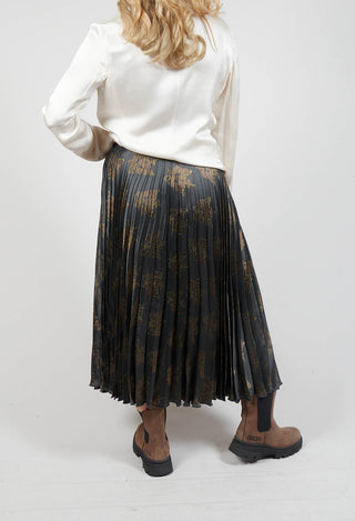 Pleated Midi Skirt in Grigio / Moro / Lime