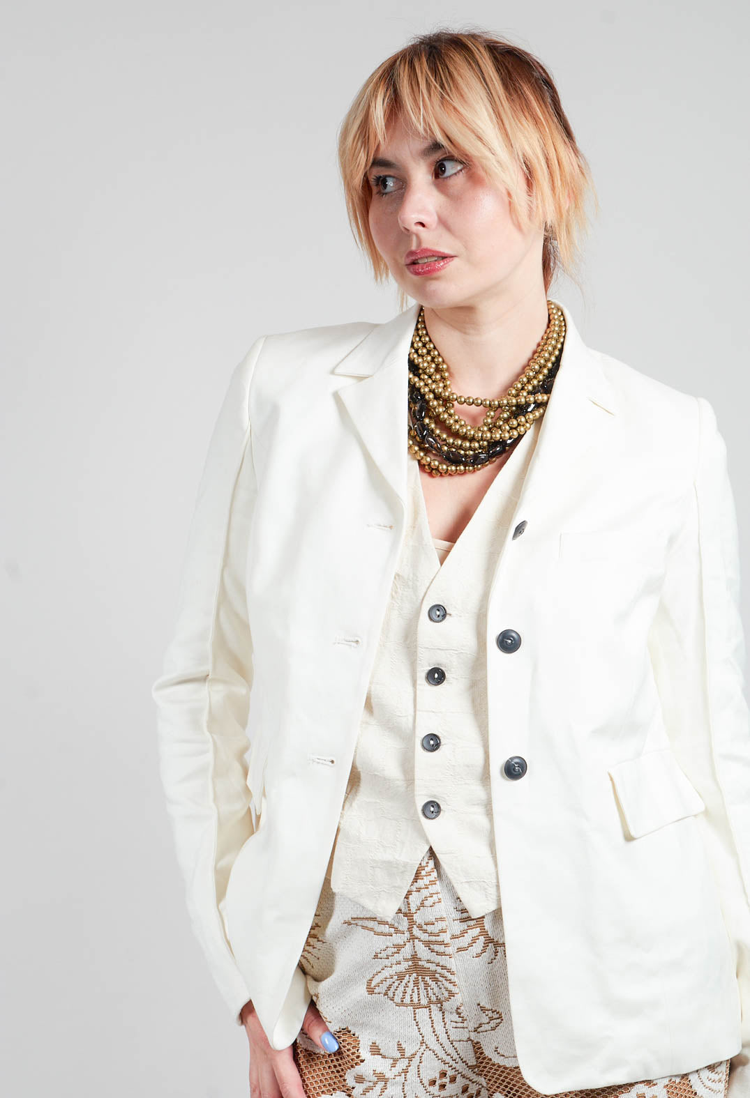 Tailored Blazer in Prehnite Milk