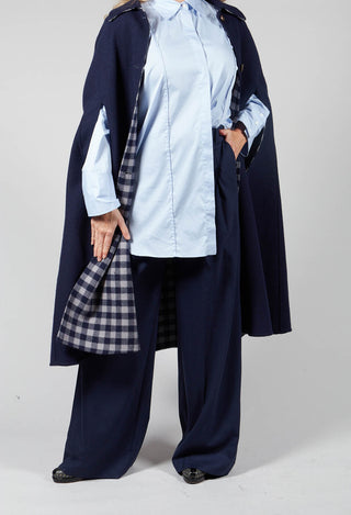 Pleated Straight Leg Trousers in Granato Bleu