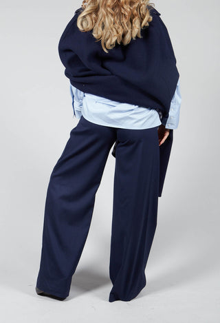 Pleated Straight Leg Trousers in Granato Bleu
