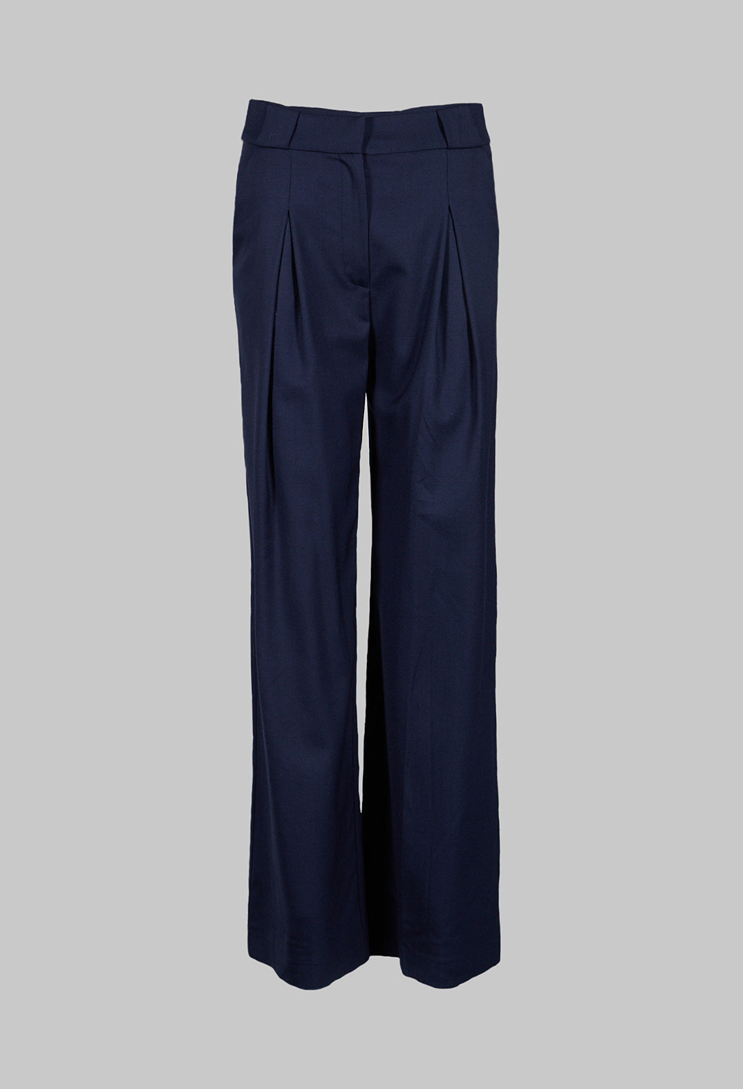 Pleated Straight Leg Trousers in Granato Bleu