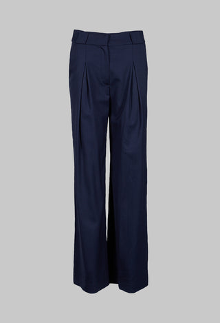 Pleated Straight Leg Trousers in Granato Bleu