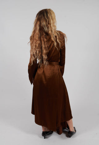 Satin Midi Dress in Azzurrite Tobacco