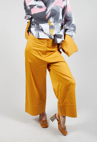 Cuffed Wide Leg Trousers in Haruna Mustard