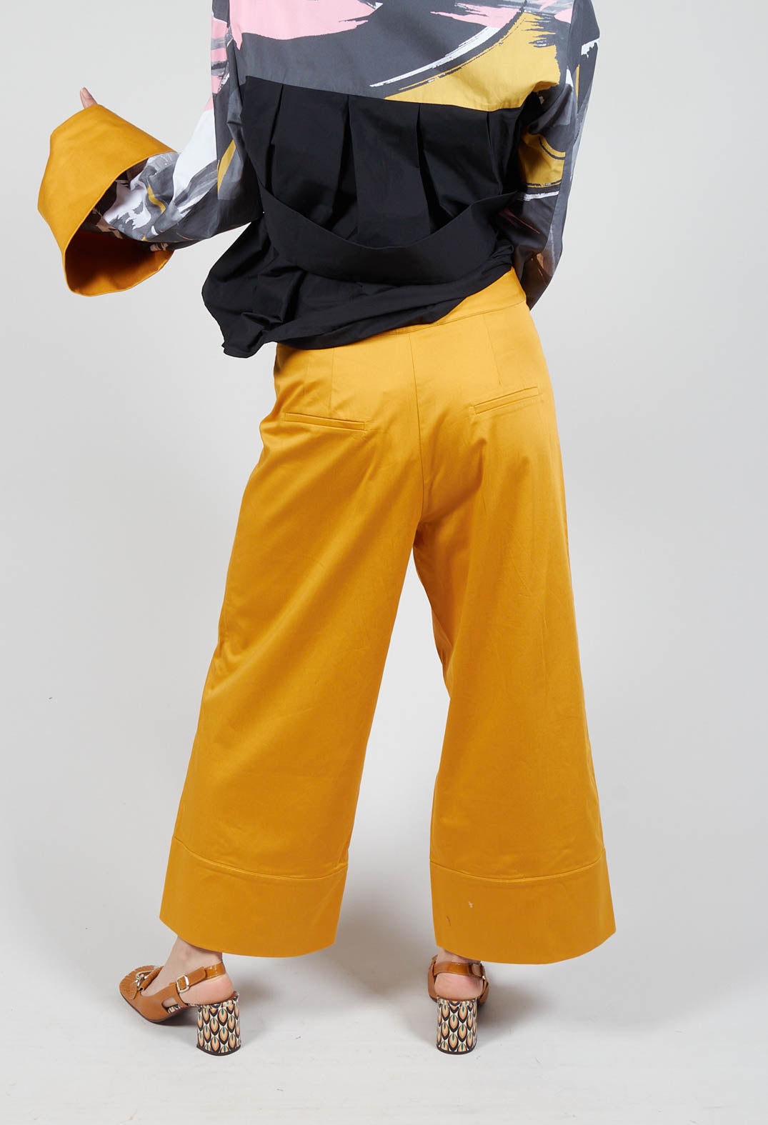 Cuffed Wide Leg Trousers in Haruna Mustard