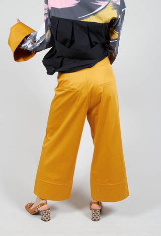 Cuffed Wide Leg Trousers in Haruna Mustard