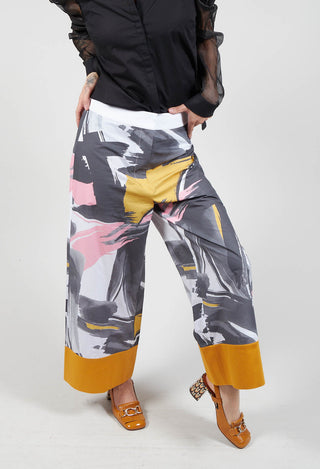 Printed Wide Leg Trousers in Haruna Devotion / Mustard