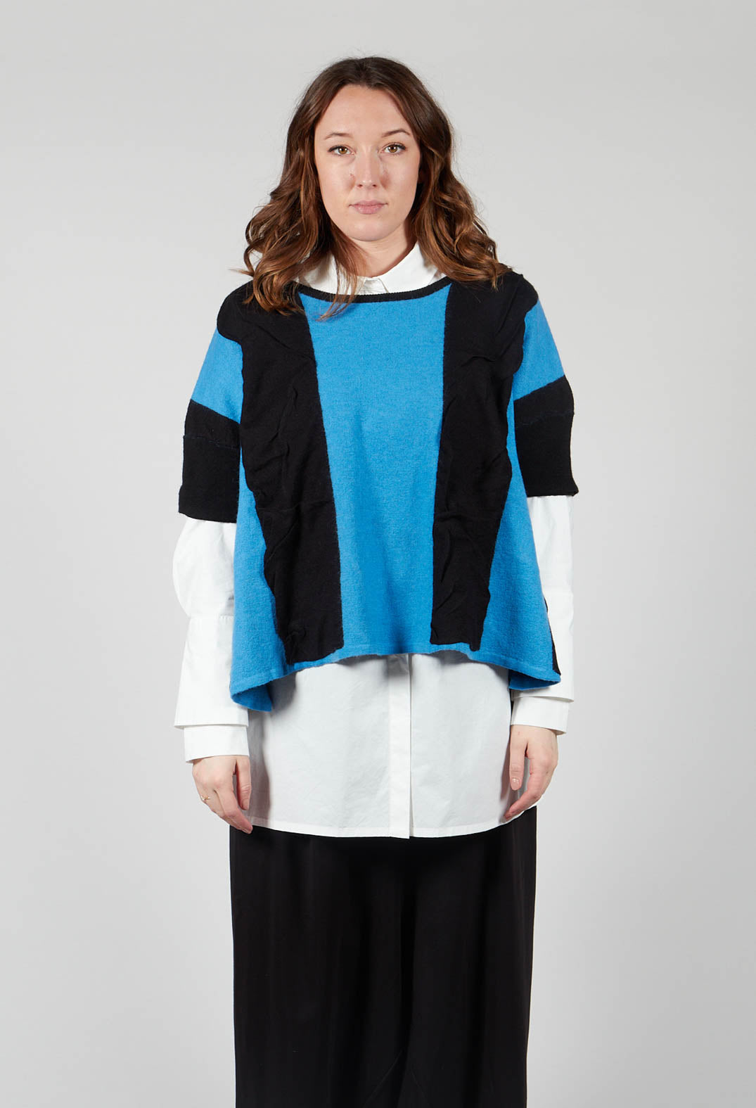 Striped Knitted Top in Black / Blue