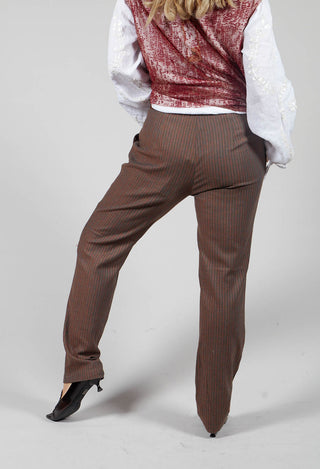 Tailored Pinstripe Trousers in Clay