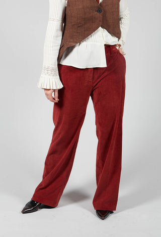 Straight Leg Courdroy Trousers in Lobster