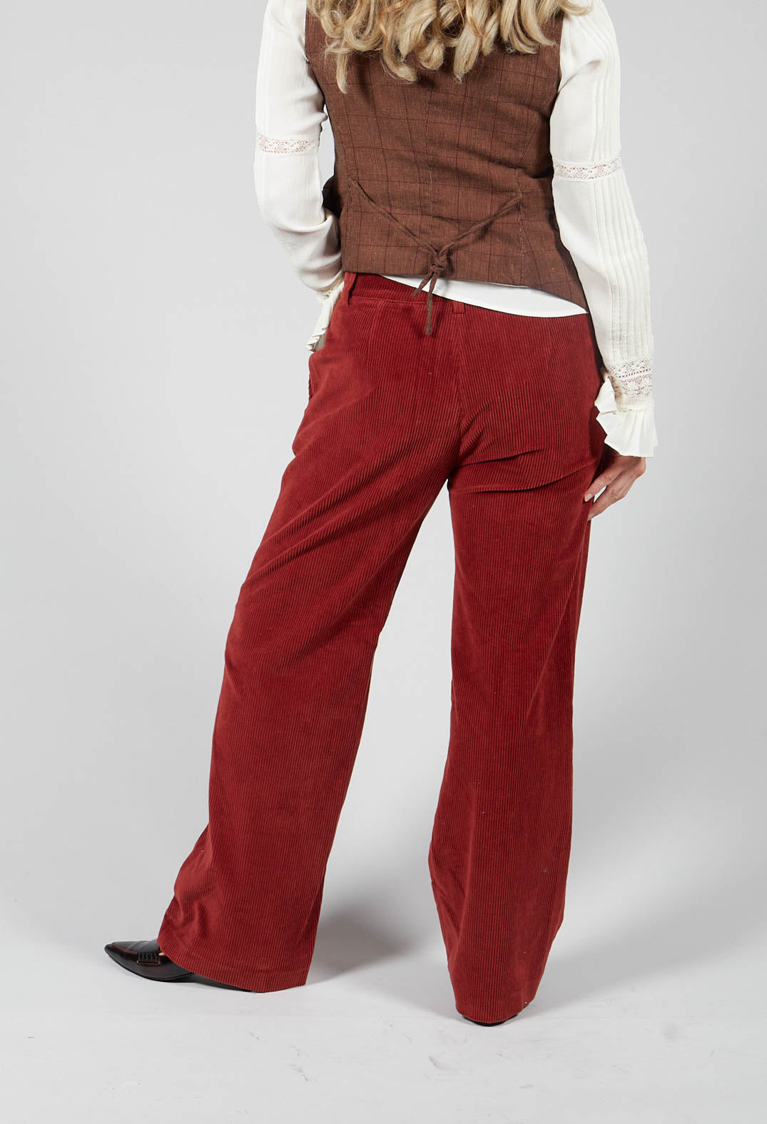 Straight Leg Courdroy Trousers in Lobster