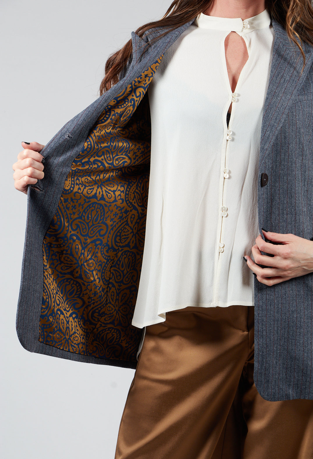 Pinstripe Blazer in Jeans