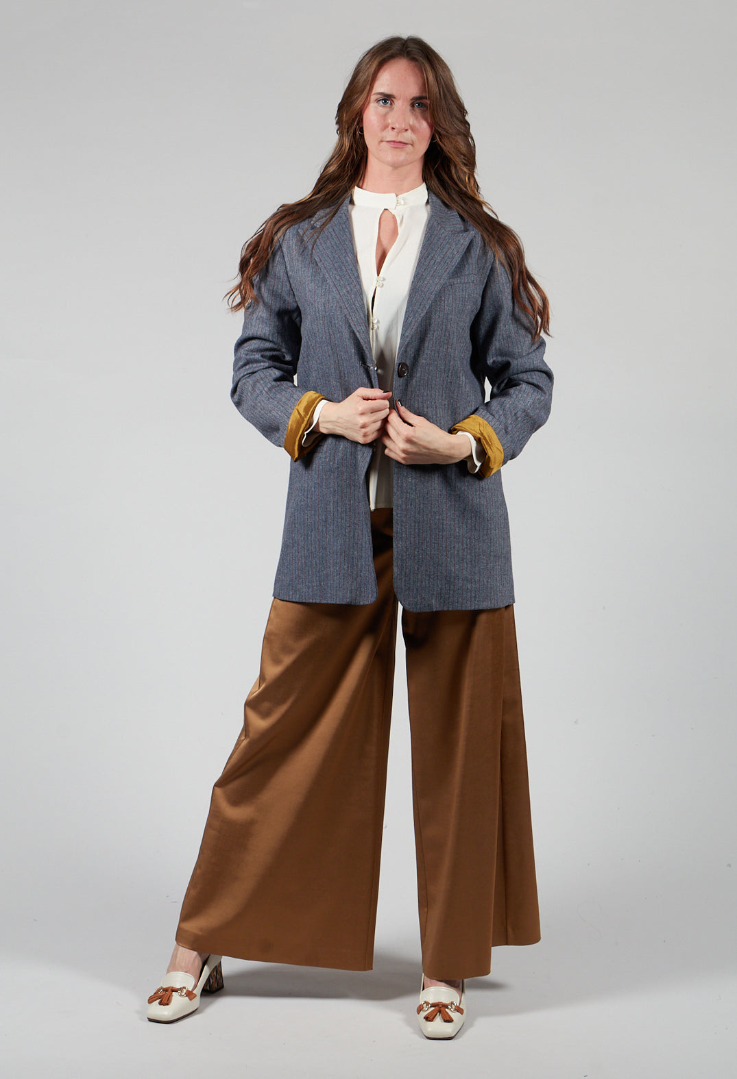 Pinstripe Blazer in Jeans
