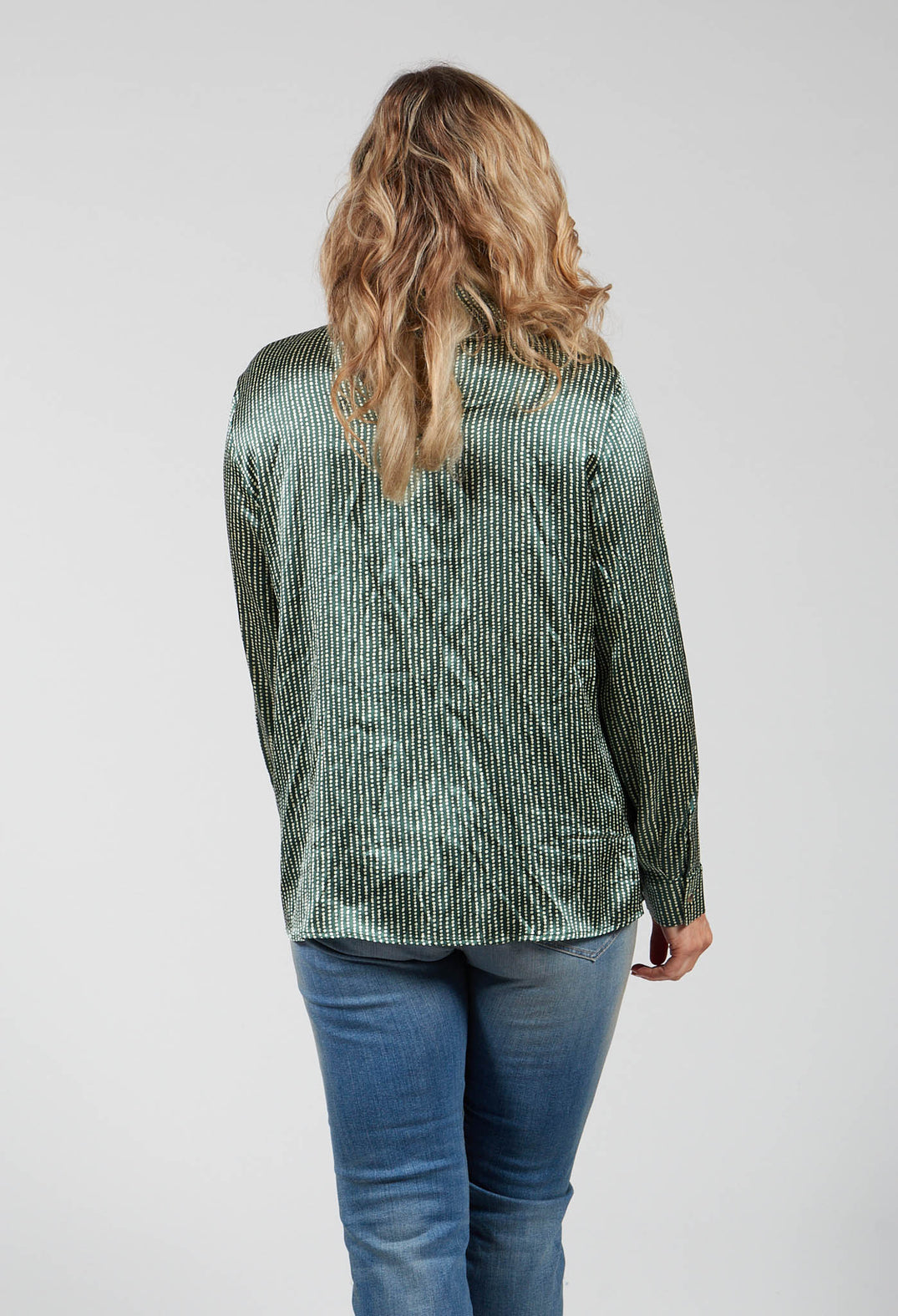 Long Sleeved Silk Blouse in Green