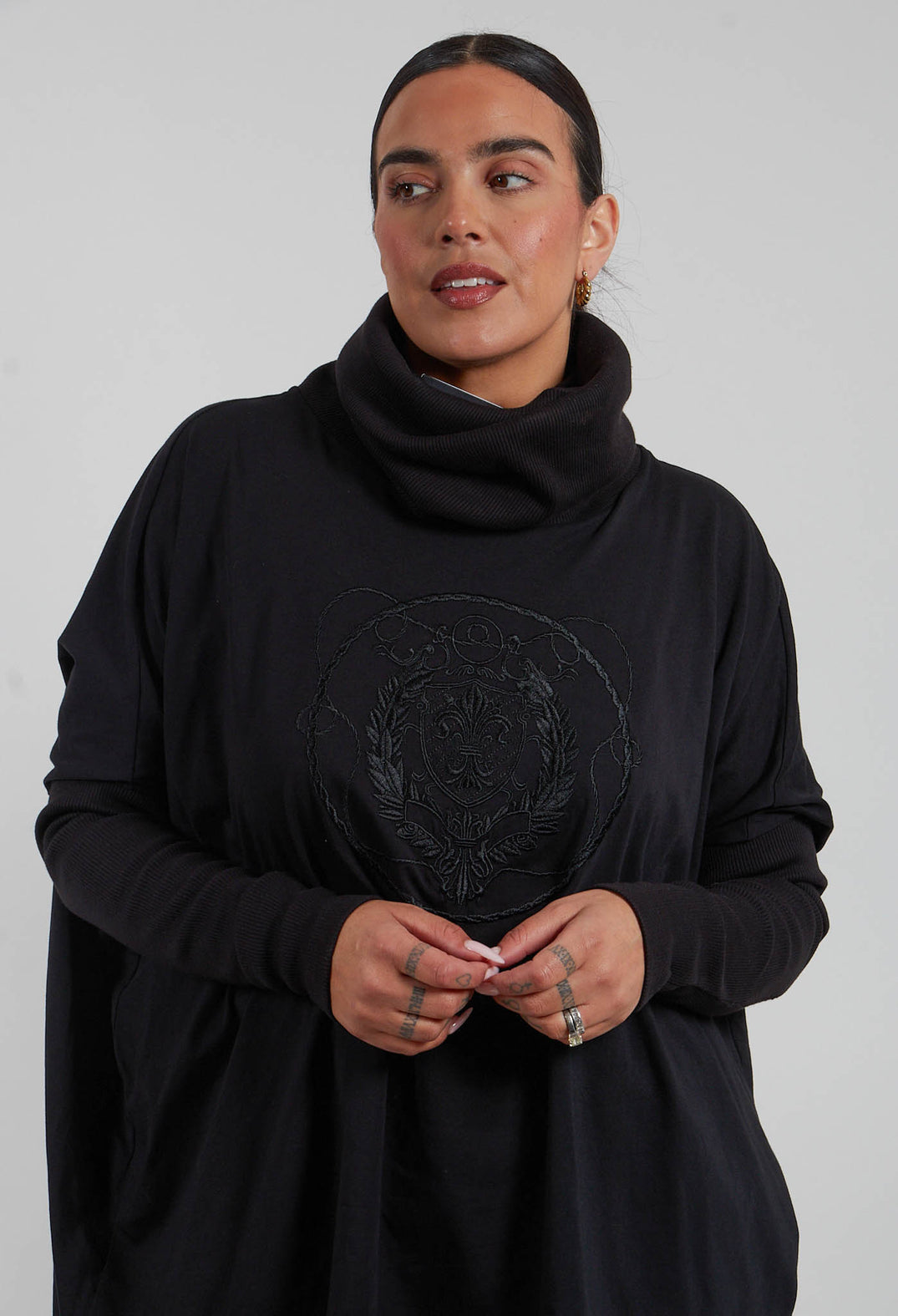 Roll Neck Top in Black