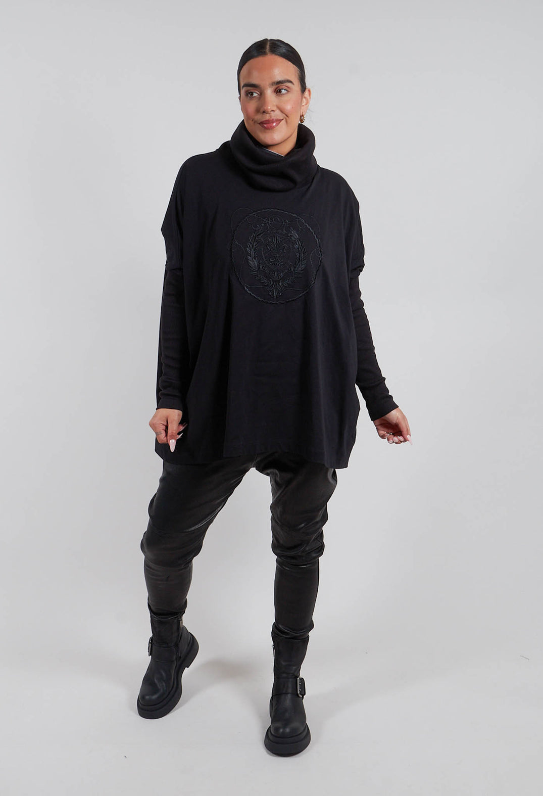 Roll Neck Top in Black
