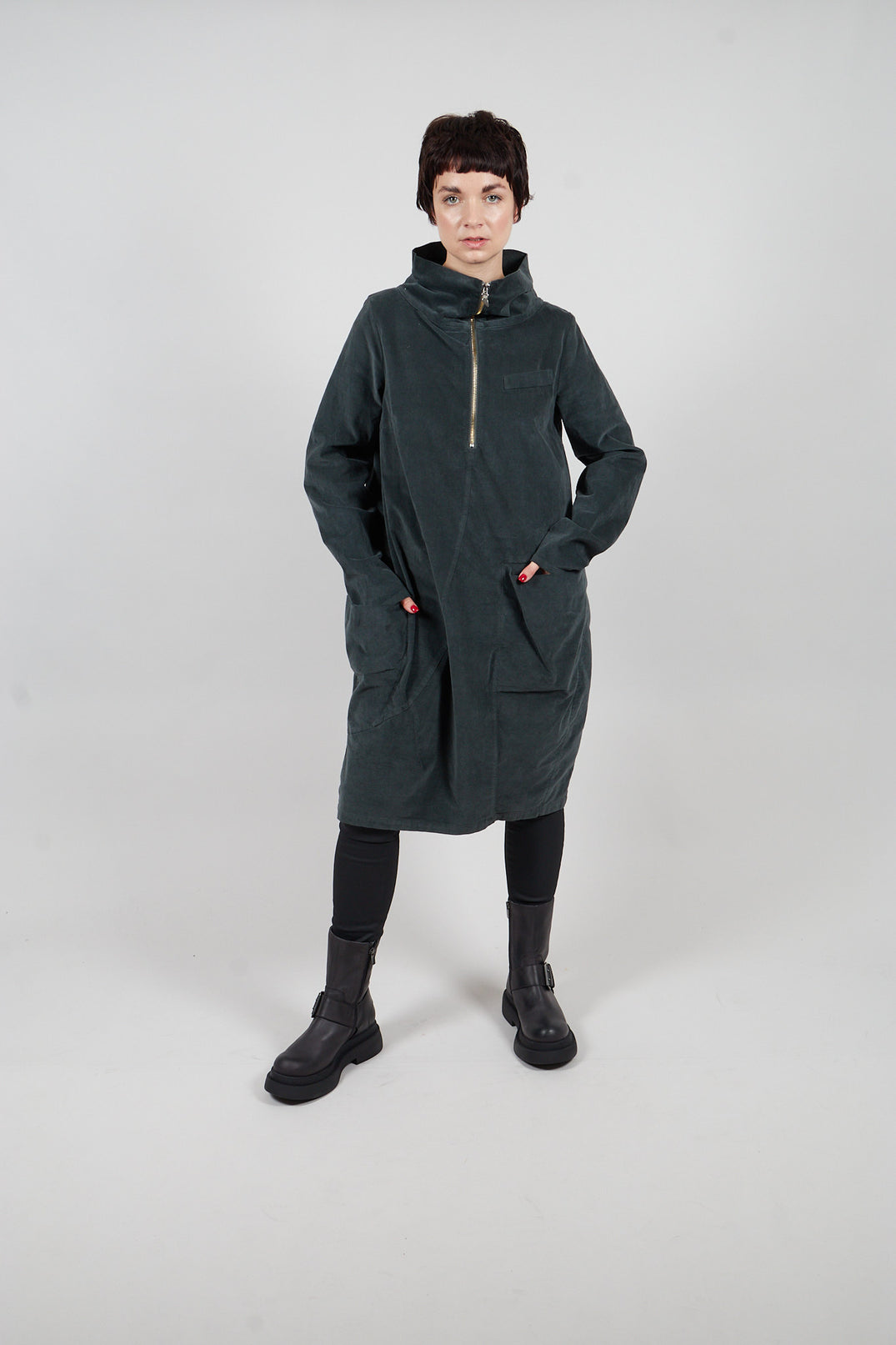 Suede Roll Neck Dress in Island