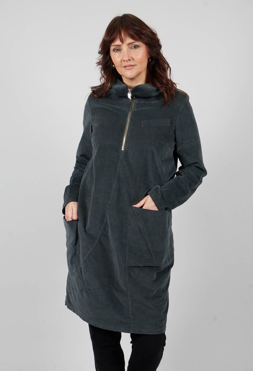 Suede Roll Neck Dress in Island