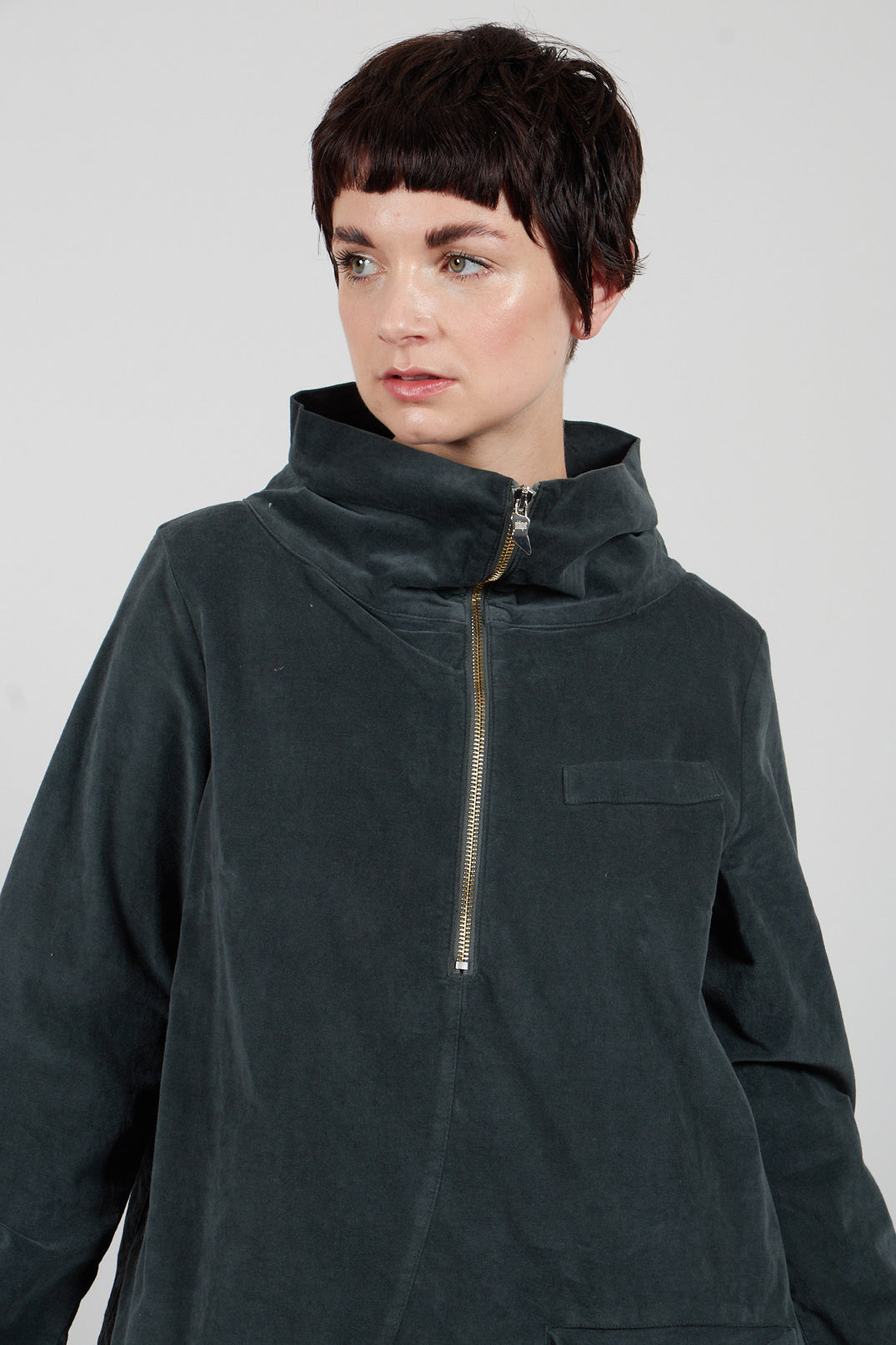 Suede Roll Neck Dress in Island