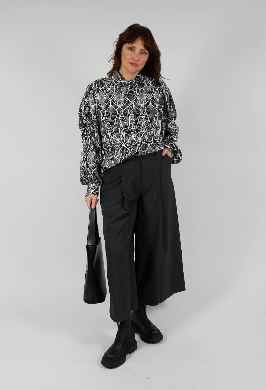 Wide Leg Tailored Trousers in Shadow