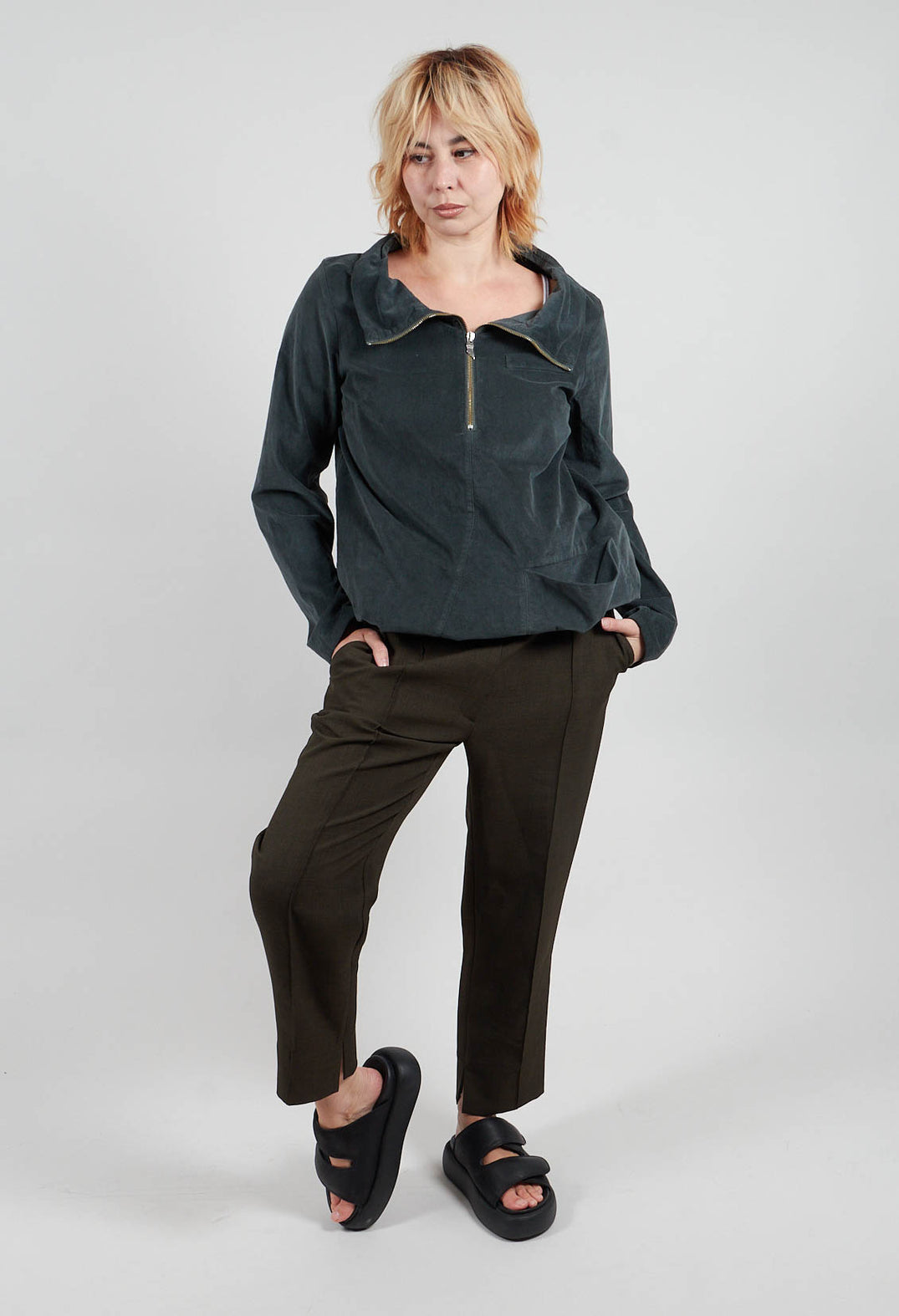 Straight Leg Trousers in Charcoal