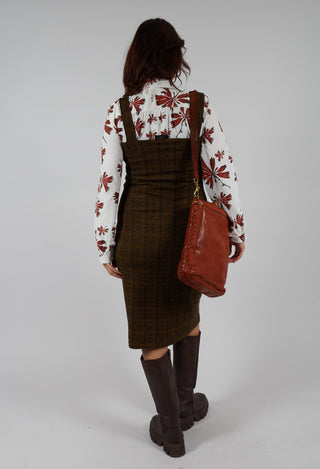 Checked Pinafore Dress in Gold