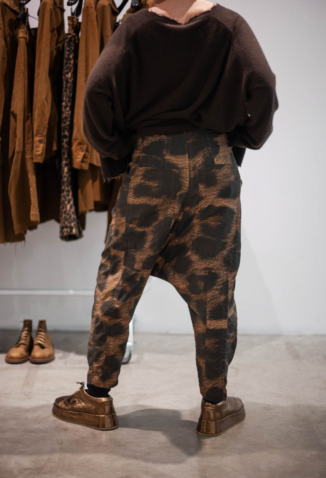 PRE-ORDER - Pull On Drop Crotch Trousers in Leo Black Cloud (Pictured in Leo Big Cloud) - 1390104