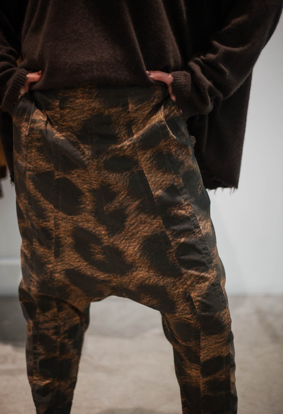 PRE-ORDER - Pull On Drop Crotch Trousers in Leo Black Cloud (Pictured in Leo Big Cloud) - 1390104