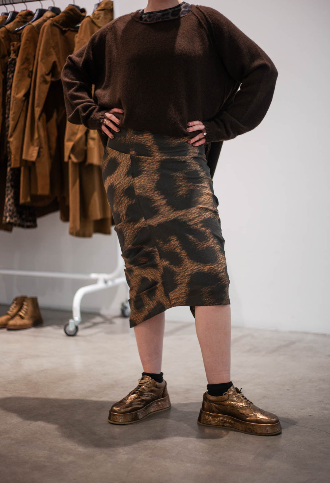 PRE-ORDER - Ruched Pencil Skirt in Leo Big Black Cloud (Pictured in Leo Big Cloud) - 1390307