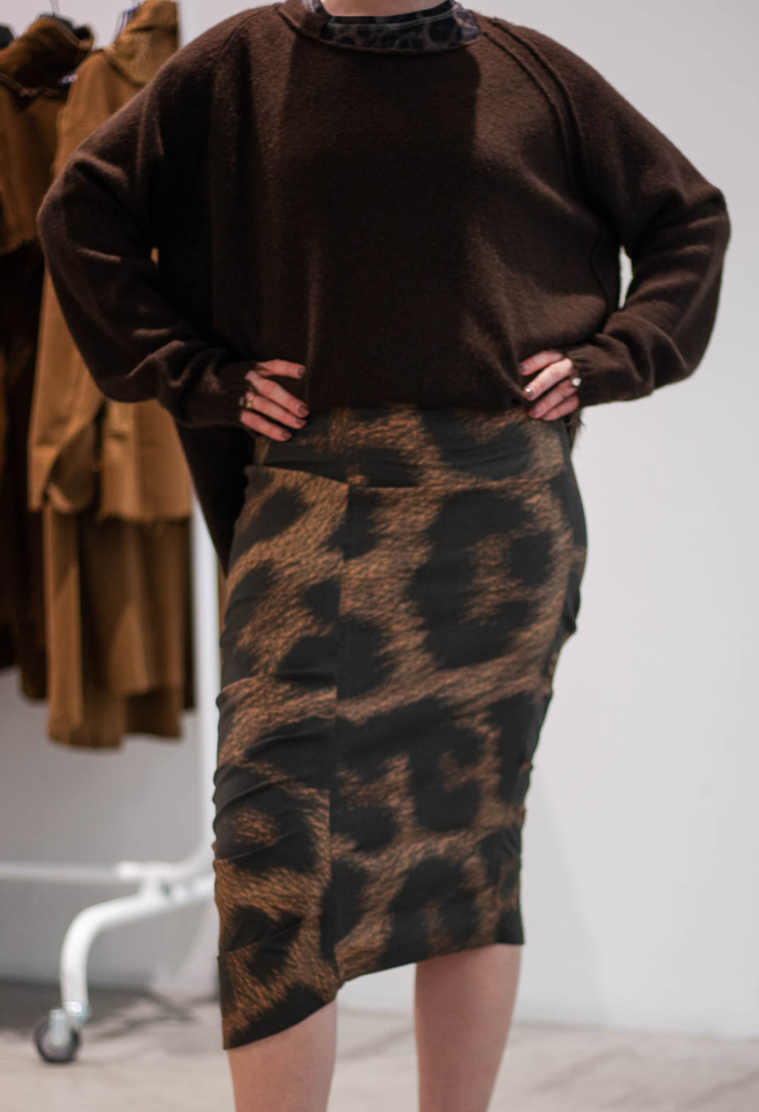 PRE-ORDER - Ruched Pencil Skirt in Leo Big Black Cloud (Pictured in Leo Big Cloud) - 1390307