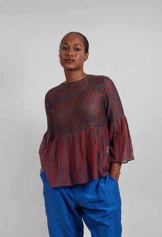 Sheer Peplum Top in Slate