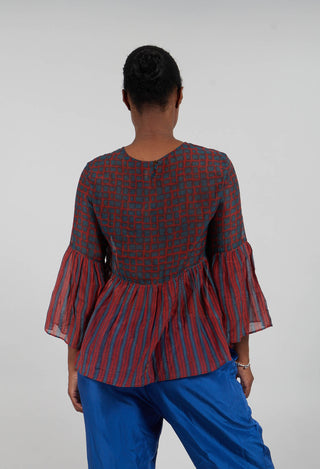Sheer Peplum Top in Slate
