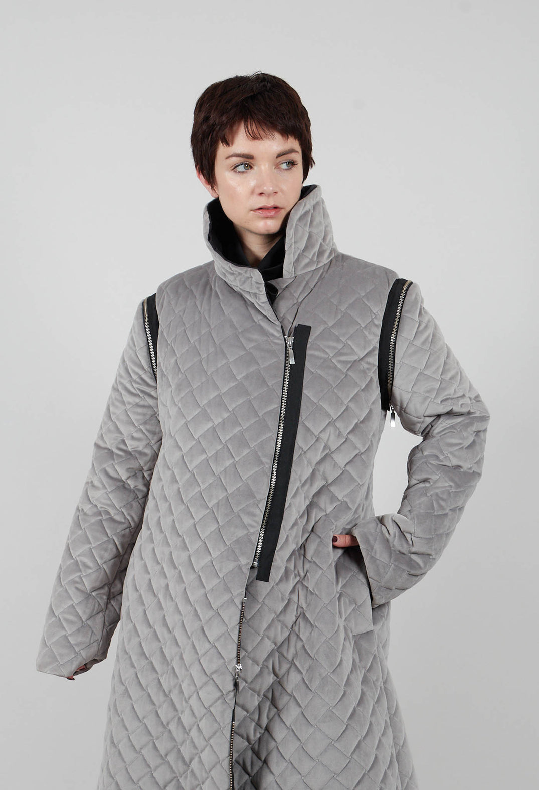 Quilted Coat in Grey