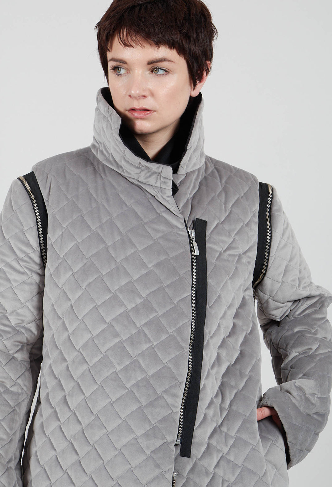 Quilted Coat in Grey