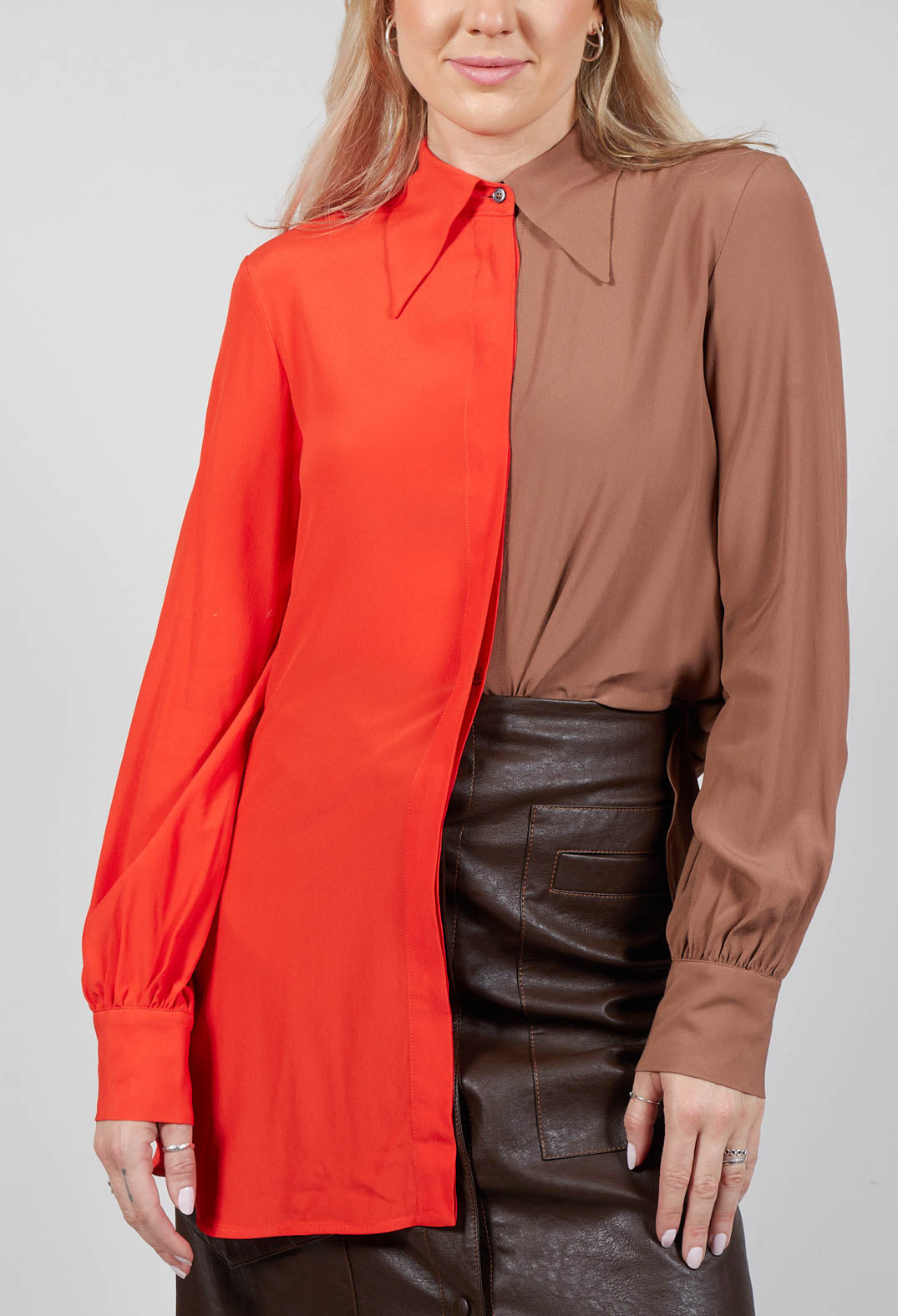 Contrast Tailored Shirt in Orange / Brown