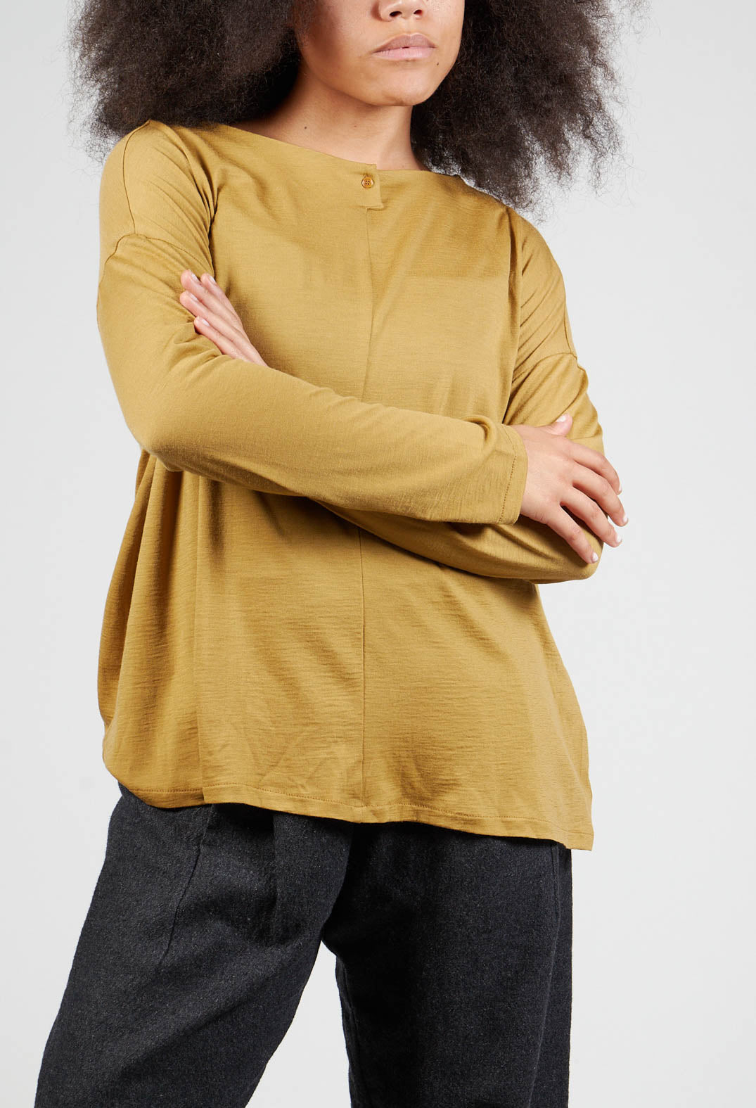 Shirt with Button in Ocher