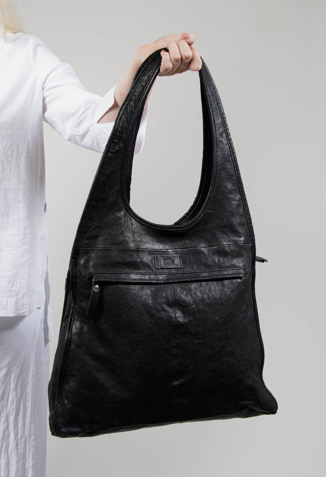 Leather Bucket Bag in Black