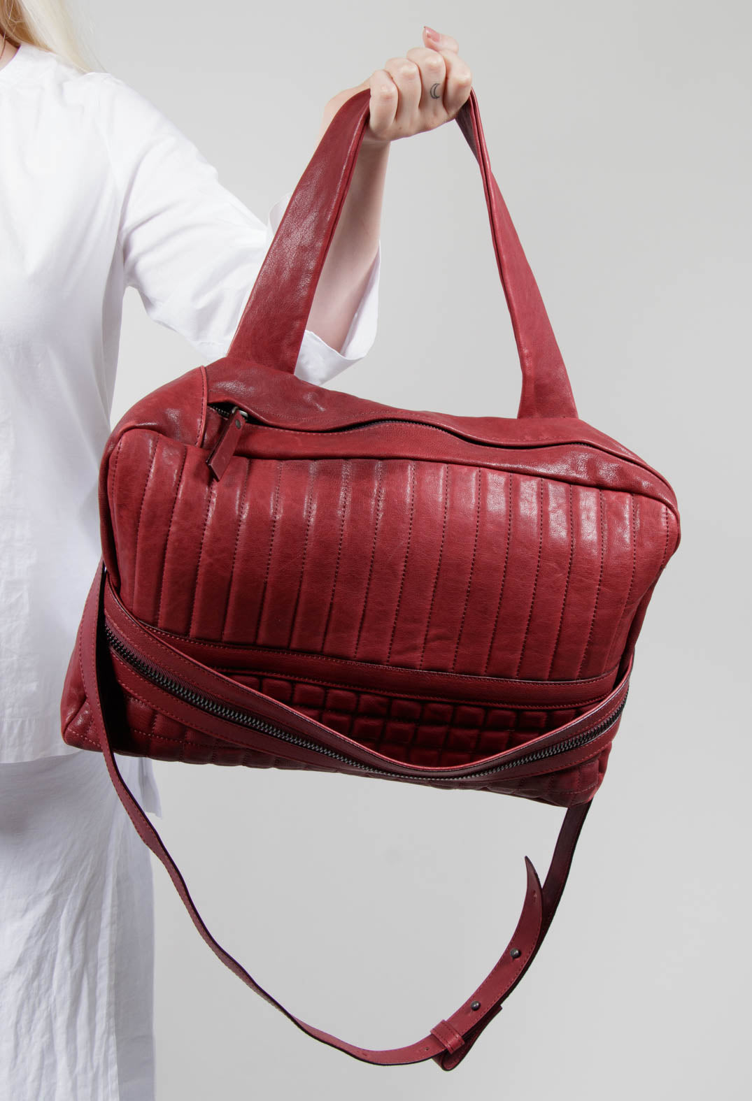 Leather Quilted Bag in Bordeaux